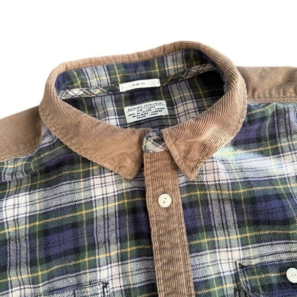 Allsaints Spitalfields ExMoor Button Down Shirt Flannel Corduroy Slim Fit Large - Picture 3 of 8